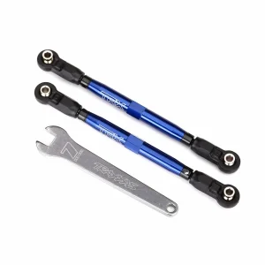 Traxxas Toe links front Unlimited Desert Racer (TUBES blue-anodized 7075-T6 Aluminium stronger than titanium) (102mm) (2) (assembled with rod ends and hollow balls)/ Aluminium wrench 7mm (1)
