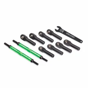 Traxxas Toe links E-Revo VXL (TUBES green-anodized 7075-T6 Aluminium stronger than titanium) (144mm) (2)/ rod ends assembled with steel hollow balls (8)/ Aluminium wrench 10mm (1)