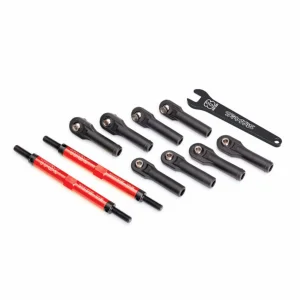 Traxxas Toe links E-Revo VXL (TUBES red-anodized 7075-T6 Aluminium stronger than titanium) (144mm) (2)/ rod ends assembled with steel hollow balls (8)/ Aluminium wrench 10mm (1) ** CLEARANCE **