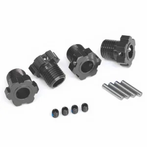Traxxas Wheel hubs, splined, 17mm (gray-anodised) (4)/ 4x5 GS (4), 3x14mm pin (4)
