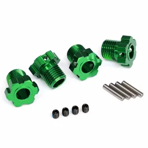 Traxxas Wheel hubs splined 17mm (green-anodized) (4)/ 4x5 GS (4) 3x14mm pin (4)