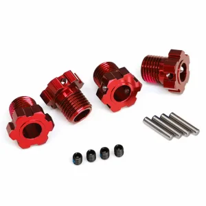 Traxxas Wheel hubs splined 17mm (red-anodized) (4)/ 4x5 GS (4) 3x14mm pin (4)