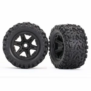 Traxxas Tires wheels assembled glued (black wheels Talon EXT tires foam inserts) (2) (17mm splined) (TSM rated)