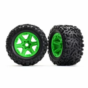 Traxxas Tires wheels assembled glued (green wheels Talon EXT tires foam inserts) (2) (17mm splined) (TSM rated)