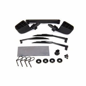 Traxxas Mirrors side black (left right)/ o-rings (4)/ windshield wipers left right rear/ wiper retainers (2)/ body clips (4)/ 1.6x5 BCS (self-tapping) (3)
