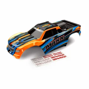 Traxxas Body, MAXX, orange (painted) / decal sheet