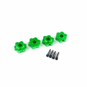 Traxxas Wheel hubs hex Aluminium (green-anodized) (4)/ 4x13mm screw pins (4)