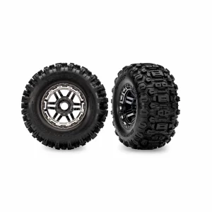 Traxxas MAXX 2.8 Black Chrome Wheels + Sledgehammer Tyres (2)