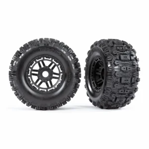 Traxxas  Sledgehammer Tyres Pre Glued on Black 2.8/3.6 17mm Hex Wheels (2)