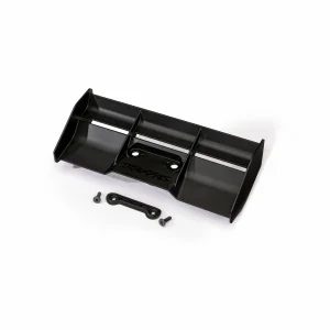 Traxxas Wing, race, low profile (black)/ wing washer/ 4x12mm FCS (2)