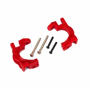 Traxxas Caster blocks (c-hubs), extreme heavy duty, red (left + right)/ 3x32mm hinge pins (2)/ 3x20mm BCS (2) (for use with 9080 upgrade kit)