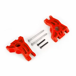 Traxxas Carriers, stub axle, rear, extreme heavy duty, red (left + right)/ 3x41mm hinge pins (2)/ 3x20mm BCS (2) (for use with 9080 upgrade kit)