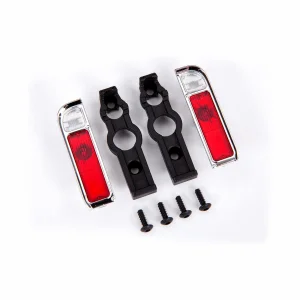 Traxxas Tail light housing, chrome (2)/ lens (2)/ retainers (left + right)/ 26x8 BCS (self-tapping) (4)