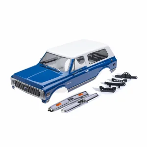 Traxxas Body, Chevrolet Blazer (1972), complete, blue + white (painted) (includes grille, side mirrors, door handles, windshield wipers, front + rear bumpers, clipless mounting) (requires 8072X inner fenders)