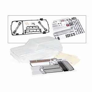 Traxxas Body, Chevrolet Blazer (1972) (clear, requires painting)/ decals/ window masks (includes grille, side mirrors, door handles, windshield wipers, clipless mounting, hardware) (requires 8072X inner fenders)