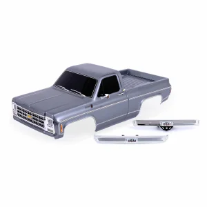 Traxxas Body, Chevrolet K10 Truck (1979), complete, silver (painted, decals applied) (includes grille, side mirrors, door handles, windshield wipers, front + rear bumpers, clipless mounting) (requires 9288 inner fenders)