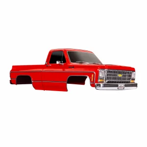 Traxxas Body, Chevrolet K10 Truck (1979), complete, red (painted) (includes grille, side mirrors, door handles, windshield wipers, + clipless mounting) (requires 9288 inner fenders)