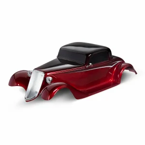 Traxxas Body, Factory Five 33 Hot Rod Coupe, complete (red) (painted, decals applied) (includes front grille, side mirrors, headlights, tail lights, foam pads)