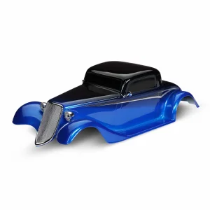 Traxxas Body, Factory Five 33 Hot Rod Coupe, complete (blue) (painted, decals applied) (includes front grille, side mirrors, headlights, tail lights, foam pads)