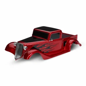 Traxxas Body, Factory Five 35 Hot Rod Truck, complete (red) (painted, decals applied) (includes front grille, side mirrors, headlights, tail lights, foam pads)