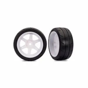 Traxxas 1.9 White 6-Spoke Rear Wheels + Response Tyres (2)