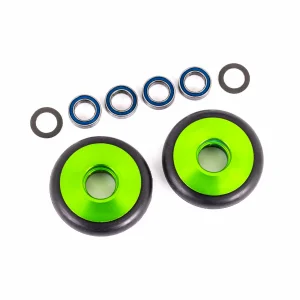 Traxxas Wheels, wheelie bar, 6061-T6 aluminium (green-anodised) (2)/ 5x8x2.5mm ball bearings (4)/ o-rings (2)/ 5x8x0.3mm TW (2) ** CLEARANCE **