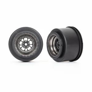 Traxxas Wheels, Weld satin black chrome (rear) (2)
