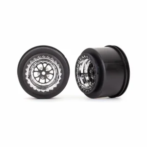 Traxxas Wheels, Weld chrome with black (rear) (2)