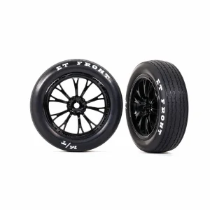 Traxxas Tyres + wheels, assembled, glued (Weld gloss black wheels, Tyres, foam inserts) (front) (2)