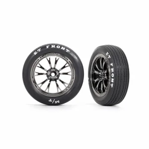 Traxxas Tyres + wheels, assembled, glued (Weld black chrome wheels, Tyres, foam inserts) (front) (2)