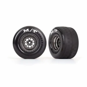 Traxxas Tyres + wheels, assembled, glued (Weld satin black chrome wheels, Tyres, foam inserts) (rear) (2)