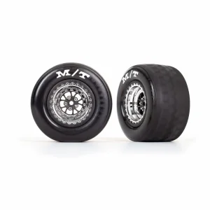 Traxxas Tyres + wheels, assembled, glued (Weld chrome with black wheels, Tyres, foam inserts) (rear) (2)