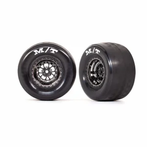 Traxxas Tyres + wheels, assembled, glued (Weld black chrome wheels, Tyres, foam inserts) (rear) (2)
