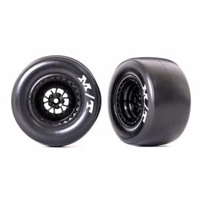 Traxxas Tyres + wheels, assembled, glued (Weld glossy black wheels, Mickey Thompson Drag Slicks, sticky compound, foam inserts) (rear) (2)