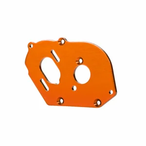 Traxxas Plate, motor, 6061-T6 Aluminium (orange-anodised) (4mm thick)/ 3x10mm CS with split and flat washer (2)