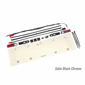 Traxxas LED lights, tail lights (red) / power harness / tail light housings (left + right) / tailgate trim (satin black chrome) / zip ties (3)