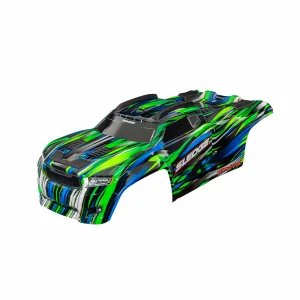 Traxxas Body, Sledge, Green (painted, decals applied) (assembled with front + rear body mounts and rear body support for clipless mounting)
