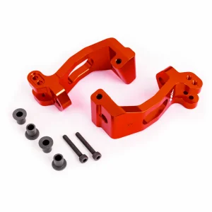 Traxxas Caster blocks (c-hubs), 6061-T6 aluminium (red-anodised), left + right/ kingpin bushings (4)