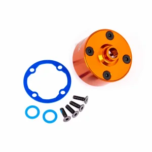 Traxxas Carrier, differential (aluminium, orange-anodised)/ differential bushing/ ring gear gasket/ 3x10mm CCS (4)