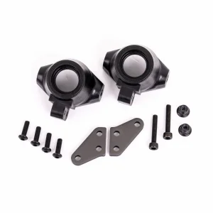 Traxxas Steering blocks, left + right / steering block arms (aluminium, dark titanium-anodised) (2) / 3x18mm CS (2) / M3x05mm NL (2)