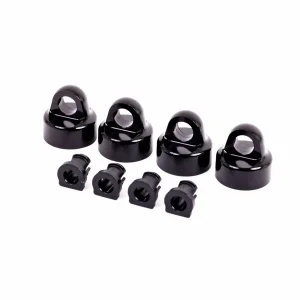 Traxxas Shock caps, aluminium (black-anodised), GT-MAXX Shocks (4) / spacers (4) (for Sledge)