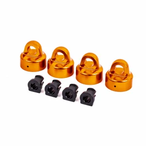 Traxxas Shock caps, aluminium (orange-anodised), GT-MAXX Shocks (4) / spacers (4) (for Sledge)