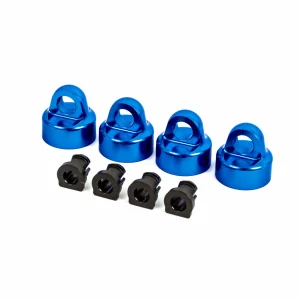 Traxxas Shock caps, aluminium (blue-anodised), GT-MAXX Shocks (4) / spacers (4) (for Sledge)