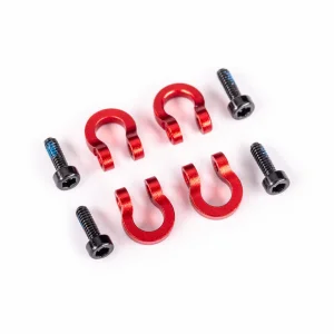 Traxxas Bumper D-rings, front or rear, 6061-T6 aluminium (red-anodised) (4)/ 1.6x5mm CS (with threadlock) (4) (fits 9734X or 9735X aluminium bumpers)