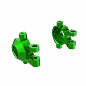 Traxxas Steering blocks, 6061-T6 aluminium (green-anodised) (left + right)/ 2.5x12mm BCS (with threadlock) (2)/ 2x6mm SS (with threadlock) (4)
