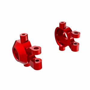Traxxas Steering blocks, 6061-T6 aluminium (red-anodised) (left + right)/ 2.5x12mm BCS (with threadlock) (2)/ 2x6mm SS (with threadlock) (4)