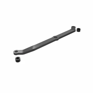 Traxxas Steering link, 6061-T6 aluminium (dark titanium-anodised)/ servo horn, metal/ spacers (2)/ 3x6mm CCS (with threadlock) (1)/ 2.5x7mm SS (with threadlock) (1)