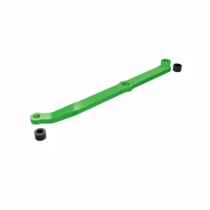 Traxxas Steering link, 6061-T6 aluminium (green-anodised)/ servo horn, metal/ spacers (2)/ 3x6mm CCS (with threadlock) (1)/ 2.5x7mm SS (with threadlock) (1)