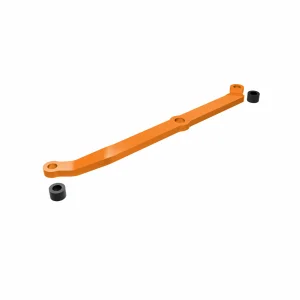 Traxxas Steering link, 6061-T6 aluminium (orange-anodised)/ servo horn, metal/ spacers (2)/ 3x6mm CCS (with threadlock) (1)/ 2.5x7mm SS (with threadlock) (1)