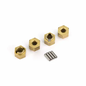 Traxxas Wheel hubs, 7mm hex (brass) (4)/ axle pins (8)